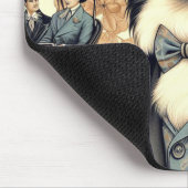 ヴィンテージパピロンドッグイラストレーション マウスパッド (コーナー)