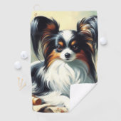 ヴィンテージパピロン絵画ドッグ ゴルフタオル (インサイチュ)
