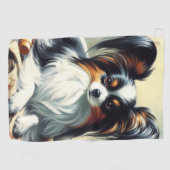 ヴィンテージパピロン絵画ドッグ ゴルフタオル (横)
