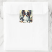 ヴィンテージパピロン絵画ドッグ スクエアシール (バッグ)