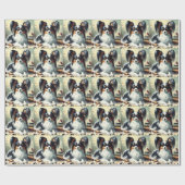 ヴィンテージパピロン絵画ドッグ ラッピングペーパー (フラット)