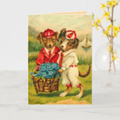 ヴィンテージパピー誕生日カード カード (黄色い花)