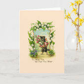 ヴィンテージパピー誕生日グリーティングカード カード (黄色い花)