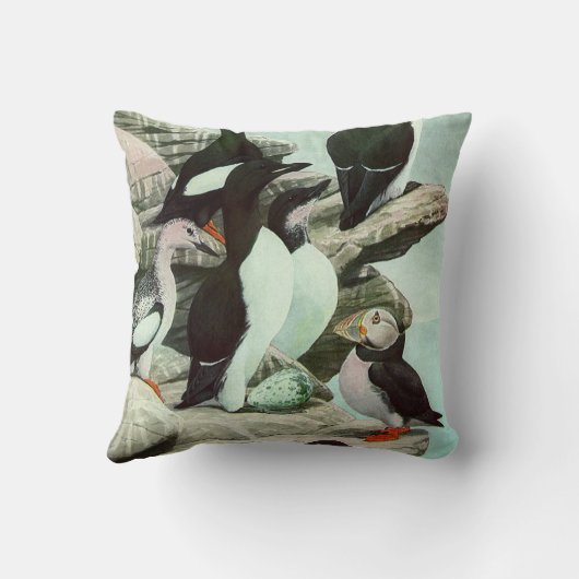 ヴィンテージパフィンと水中競技バード クッション (裏面)