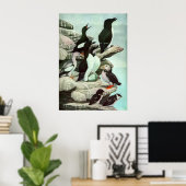 ヴィンテージパフィンと水中競技バード ポスター (ホームオフィス)