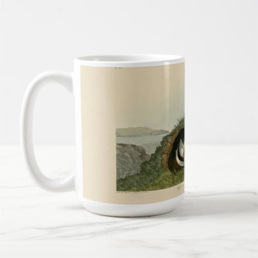 ヴィンテージパフィンイラストレーション コーヒーマグカップ (左)