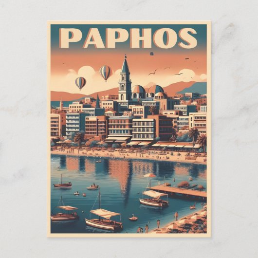 ヴィンテージパフォスシティキプロスホリディギフト土産 ポストカード (正面)