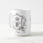 ヴィンテージパフランスのリクラウン名前をカスタムするビークイーン コーヒーマグカップ (正面左)