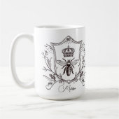 ヴィンテージパフランスのリクラウン名前をカスタムするビークイーン コーヒーマグカップ (左)