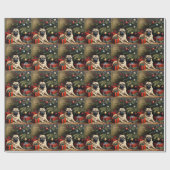 ヴィンテージパプピーバイザクリスマスツリー ラッピングペーパー (フラット)