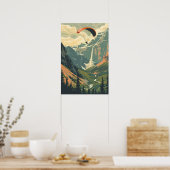 ヴィンテージパラグリ飛んでいるングの山のポスター ポスター (キッチン)