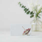 ヴィンテージパラソルのイラストレーションの名刺 名刺 (スタンド正面)