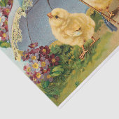 ヴィンテージパラソルの下の復活祭のかわいい雛 薄葉紙 (詳細)