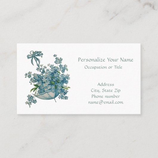 ヴィンテージパラソルフローラブルーブーケ 名刺 (正面)