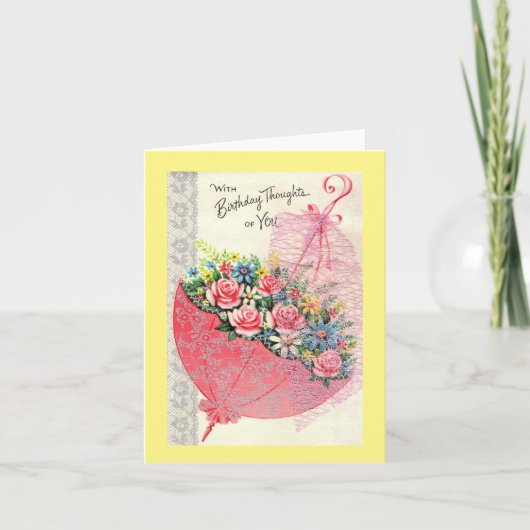 ヴィンテージパラソル誕生日カード カード (正面)