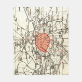 ヴィンテージパリおよび周囲の地図(1890年) フリースブランケット (正面)