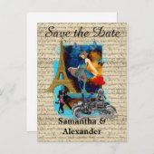 ヴィンテージパリのコラージュは日付を保存 案内ポストカード (正面/裏面)