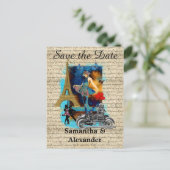 ヴィンテージパリのコラージュは日付を保存 案内ポストカード (スタンド正面)