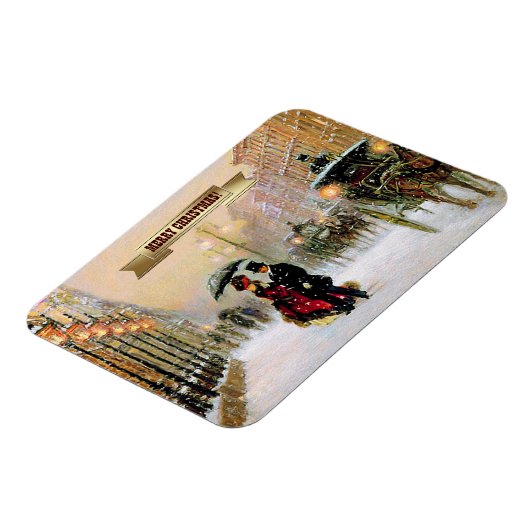 ヴィンテージパリのシーンクリスマスプレゼント磁石 マグネット (左側)