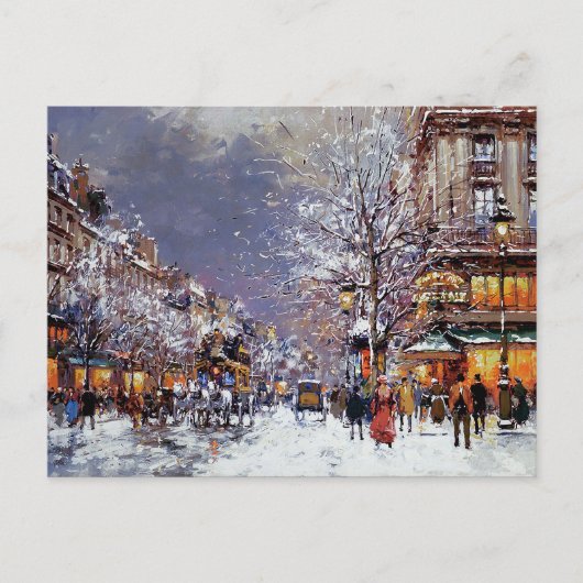 ヴィンテージパリのシーンクリスマスポストカード シーズンポストカード (正面)