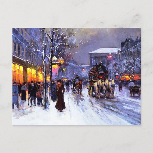 ヴィンテージパリのシーンクリスマス シーズンポストカード (正面)
