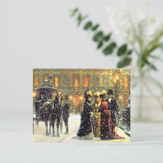 ヴィンテージパリのシーンクリスマス シーズンポストカード (スタンド正面)