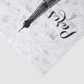 ヴィンテージパリの地図エッフェルタワーブラックアンドホワイト 薄葉紙 (詳細)