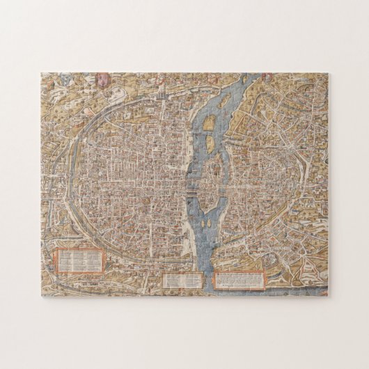 ヴィンテージパリの地図フランスカンバスプリント ジグソーパズル (横)