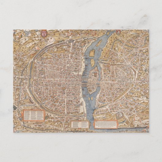 ヴィンテージパリの地図フランスカンバスプリント ポストカード (正面)