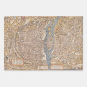ヴィンテージパリの地図フランスカンバスプリント ラッピングペーパーシート (正面)