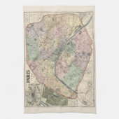 ヴィンテージパリの地図1878 キッチンタオル (縦)