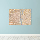 ヴィンテージパリの地図（1550年） キャンバスプリント (インサイチュ (ウッドフロア))