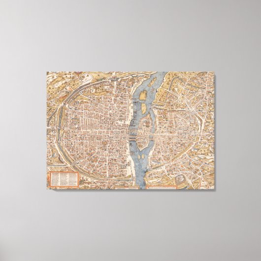 ヴィンテージパリの地図（1550年） キャンバスプリント (正面)