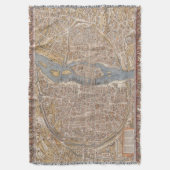 ヴィンテージパリの地図(1550) スローブランケット (正面縦)