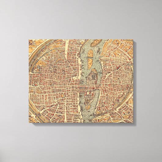 ヴィンテージパリの地図(1575) キャンバスプリント (正面)