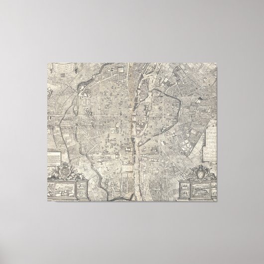 ヴィンテージパリの地図(1652) キャンバスプリント (正面)