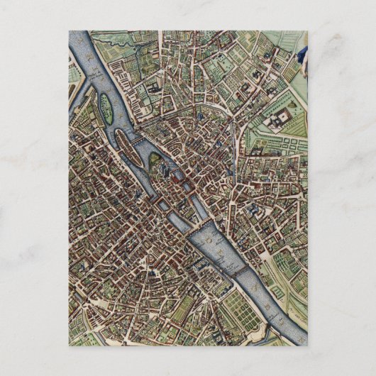 ヴィンテージパリの地図(1657) ポストカード (正面)