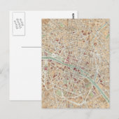 ヴィンテージパリの地図（1892年） ポストカード (正面/裏面)