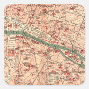 ヴィンテージパリの地図(1910年) スクエアシール