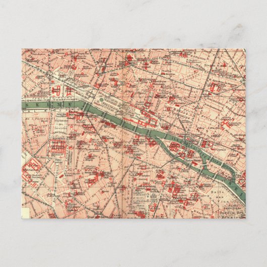 ヴィンテージパリの地図(1910年) ポストカード (正面)