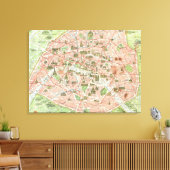 ヴィンテージパリの地図（1920年） キャンバスプリント (インサイチュ (リビング))