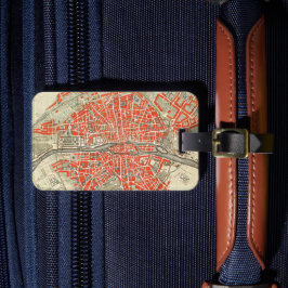 ヴィンテージパリの旅行地図。レトロ旧市街フランス ラゲッジタグ
