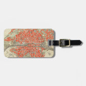 ヴィンテージパリの旅行地図。レトロ旧市街フランス ラゲッジタグ (正面横)