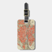 ヴィンテージパリの旅行地図。レトロ旧市街フランス ラゲッジタグ (正面縦)