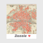 ヴィンテージパリの旅行地図。旧市街。レトロフランス シール (シート)