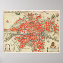 ヴィンテージパリの旅行地図。旧市街。レトロフランス