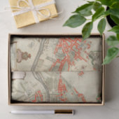 ヴィンテージパリの旅行地図。旧市街。レトロフランス 薄葉紙 (ギフト)