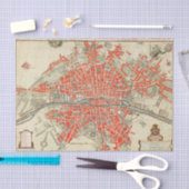 ヴィンテージパリの旅行地図。旧市街。レトロフランス 薄葉紙 (クラフト)