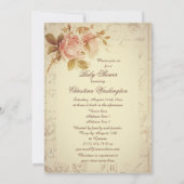 ヴィンテージパリはシックなバラのベビーシャワーに消印を押します 招待状 (裏面)