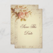 ヴィンテージパリはシックなバラの菓子16に消印を押します セーブザデート (正面/裏面)